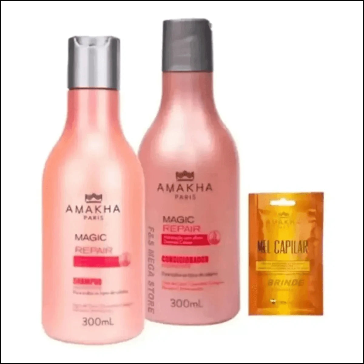 Condicionador E Shampoo Magic Repair 300ml Amakha Paris - Jm Grife - 300ml,ados,amakha,benef,brilho,cabelo,cabelos,cios,condicionador,cosm,desembara,efeito,espuma,fios,grife,hidratante,issues,magic,pantenol,para,paris,repair,saud,shampoo,tipos,todos - Jm Grife - Condicionador E Shampoo Magic Repair 300ml Amakha Paris