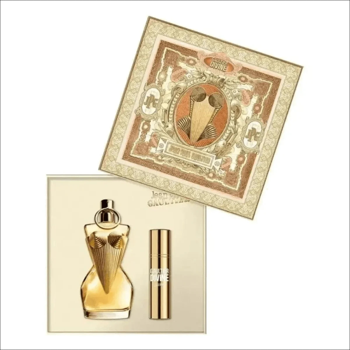 Conjunto Gaultier Divine Jean Paul Gaultier Feminino - Eau De Parfum 50ml +  Travel Size 10ml - Jm Grife - divine,feminino,gaultier,issues,jean,paul - Jm Grife - Conjunto Gaultier Divine Jean Paul Gaultier Feminino - Eau De Parfum 50ml +  Travel Size 10ml