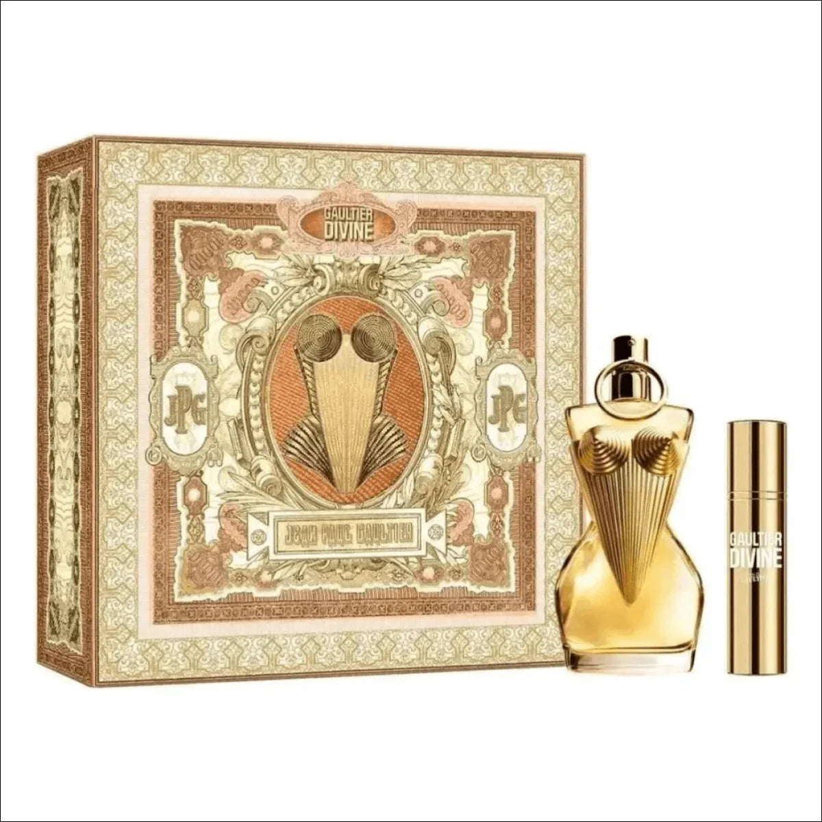 Conjunto Gaultier Divine Jean Paul Gaultier Feminino - Eau De Parfum 50ml +  Travel Size 10ml - Jm Grife - divine,feminino,gaultier,issues,jean,paul - Jm Grife - Conjunto Gaultier Divine Jean Paul Gaultier Feminino - Eau De Parfum 50ml +  Travel Size 10ml