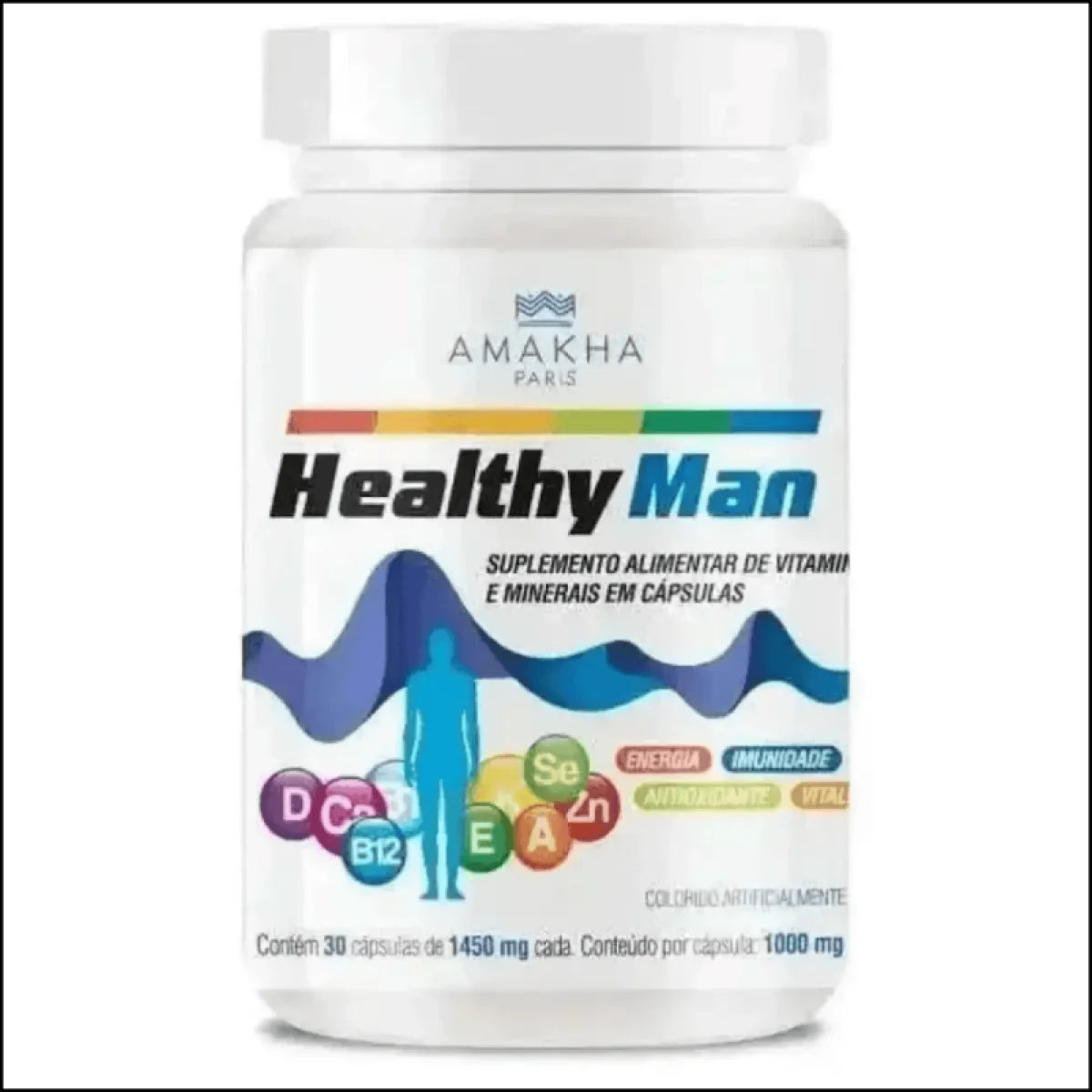 Polivitamínico masculino Amakha Paris 30 Cápsulas 1400mg - Suplemento Vitamínico para Homens Saudáveis - Jm Grife