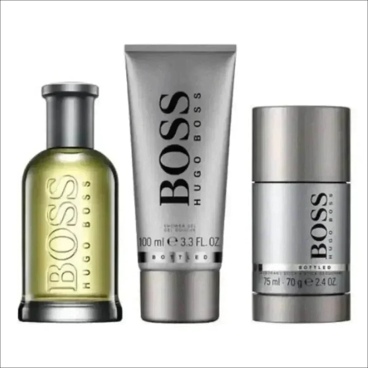 Hugo Boss Bottled Masculino Kit Completo: Eau de Toilette 100ml, Gel de Banho 100ml e Desodorante 75ml - Jm Grife