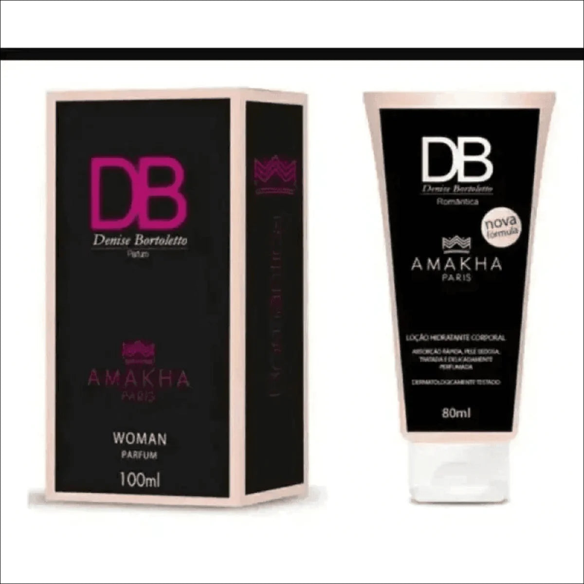 Kit Feminino DB Amakha Paris: Perfume 100ml com Duração de 12h + Hidratante 80ml Sofisticado - Jm Grife