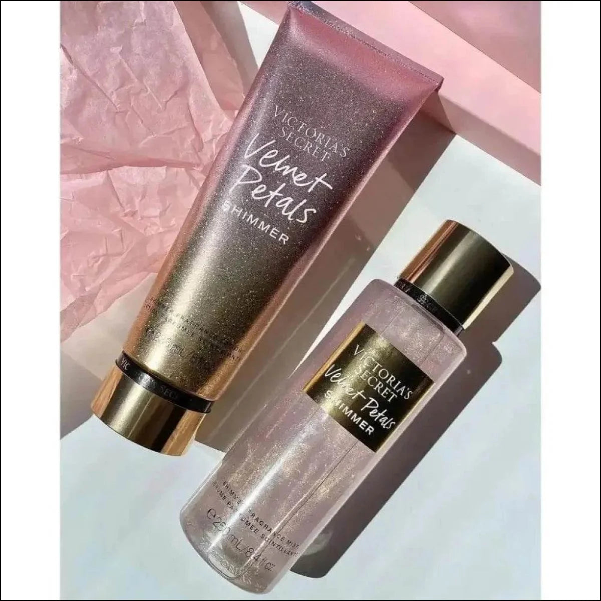 Kit Shimmer Victoria's Secret Kit Creme Hidratante 236ml + Body Splash Corporal 250ml Glitter Brilho - Jm Grife