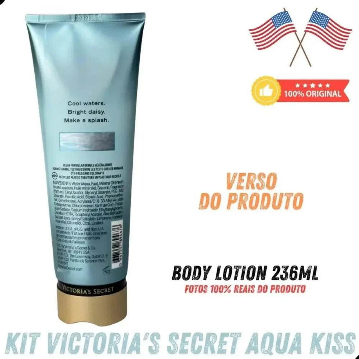 Kit Victoria Secrets Aqua Kiss 236ml Lacrado Original Lacrad - Jm Grife