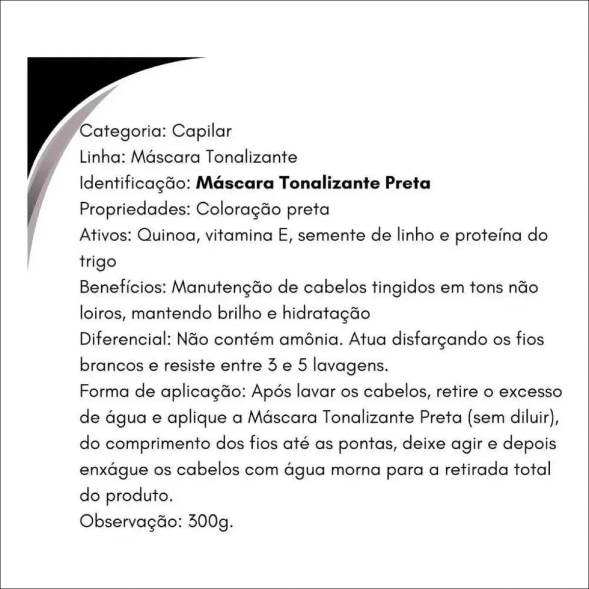 Máscara Tonalizante Preto - 300g C/ Panteol - Amakha Paris - Jm Grife