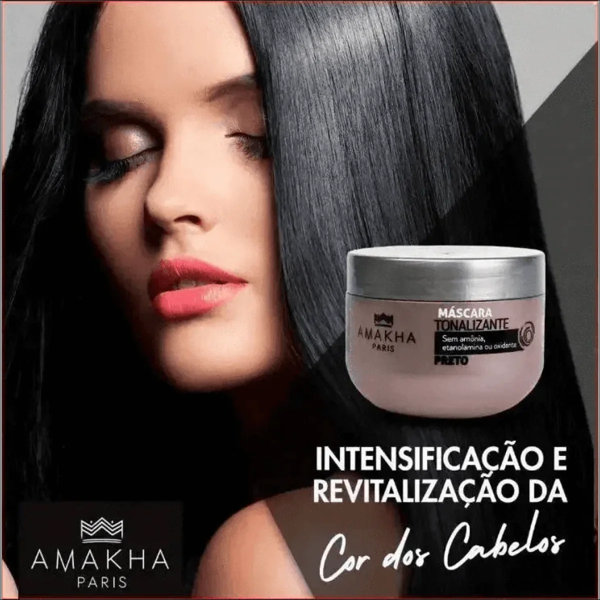 Máscara Tonalizante Preto - 300g C/ Panteol - Amakha Paris - Jm Grife