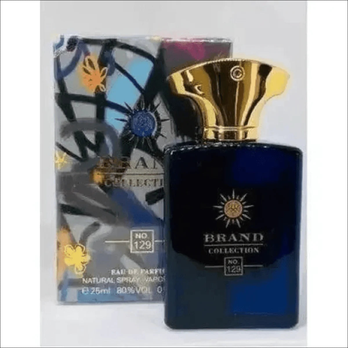 Perfume Brand Collection 129 - JM Grife N°129, Frasco Azul Escuro e Tampa Dourada, Notas Florais e Amadeiradas - Jm Grife