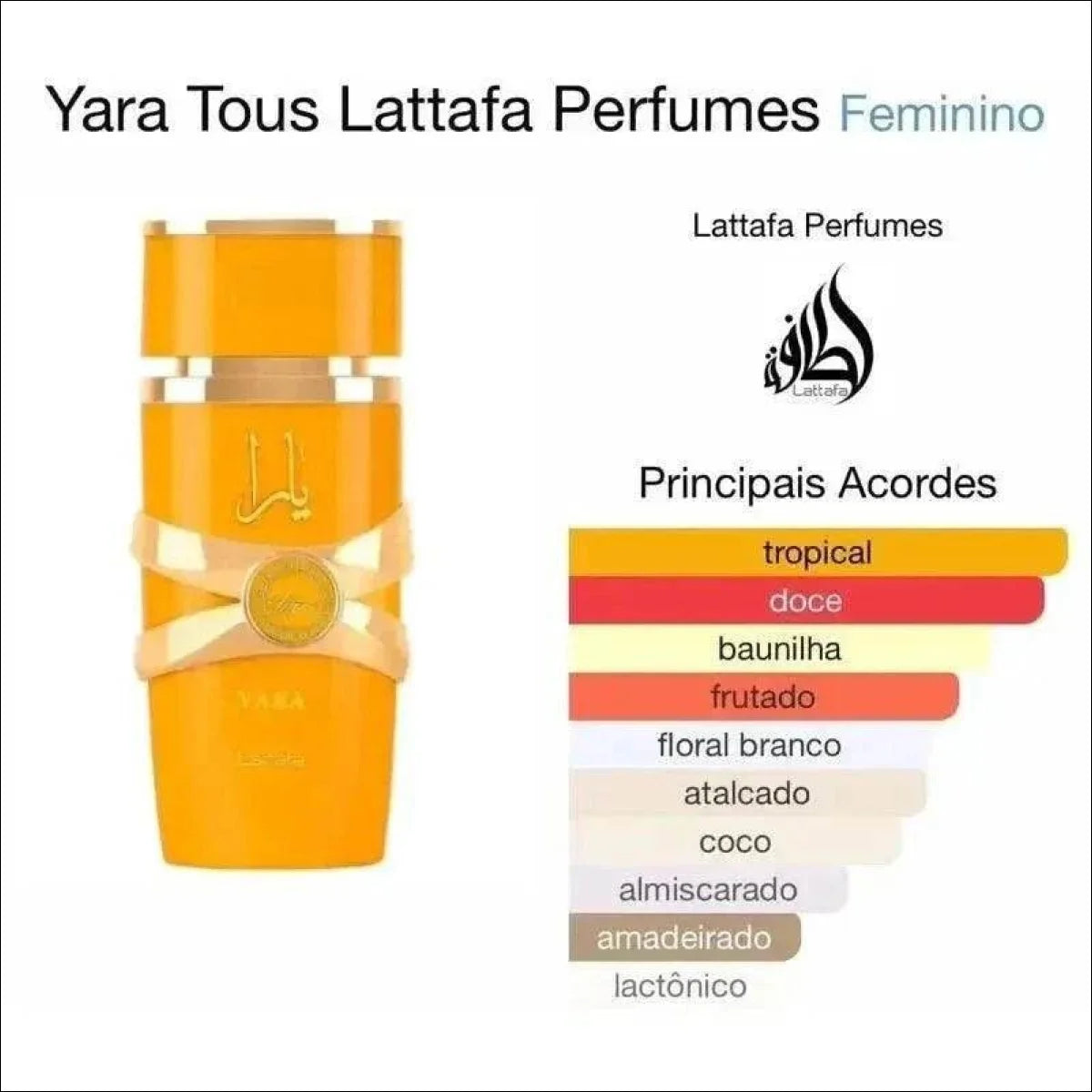 Perfume Feminino Yara Tous Lattafa EDP 100ml - Notas de Manga, Coco e Jasmim - Jm Grife