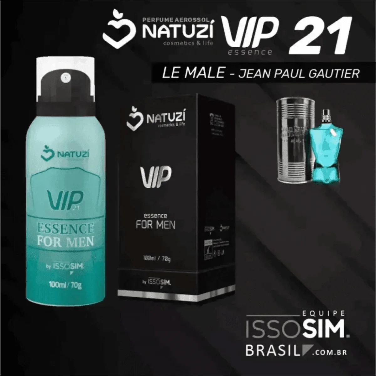 Perfume Natuzí VIP N21 Le Malle Jean Paul 100ml - Aerosol Floral Amadeirado de Longa Duração - Jm Grife