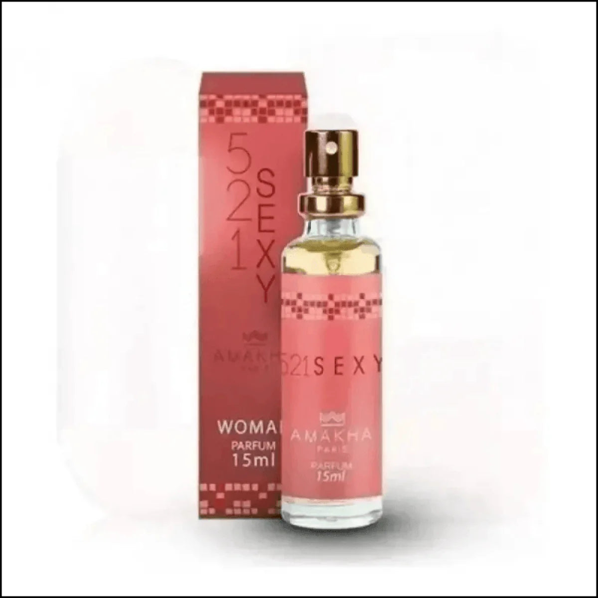 Perfume Rosa com Detalhes Dourados Amakha Paris 15ml Excelente p Bolso - Jm Grife