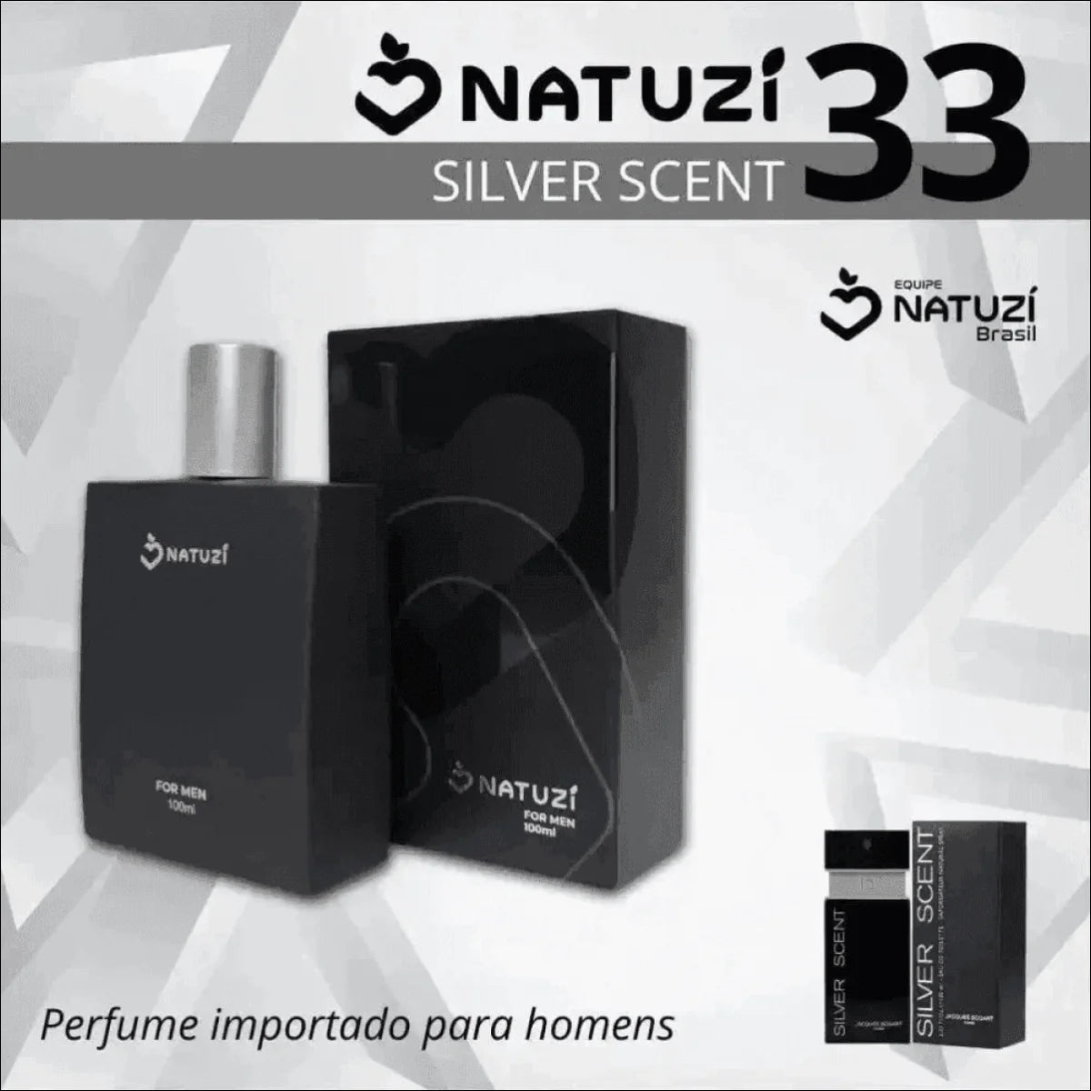 Perfume Vidro Natuzí 100ml - 33 Ref Silver Scent, Fragrância Elegante e Persistente - Jm Grife