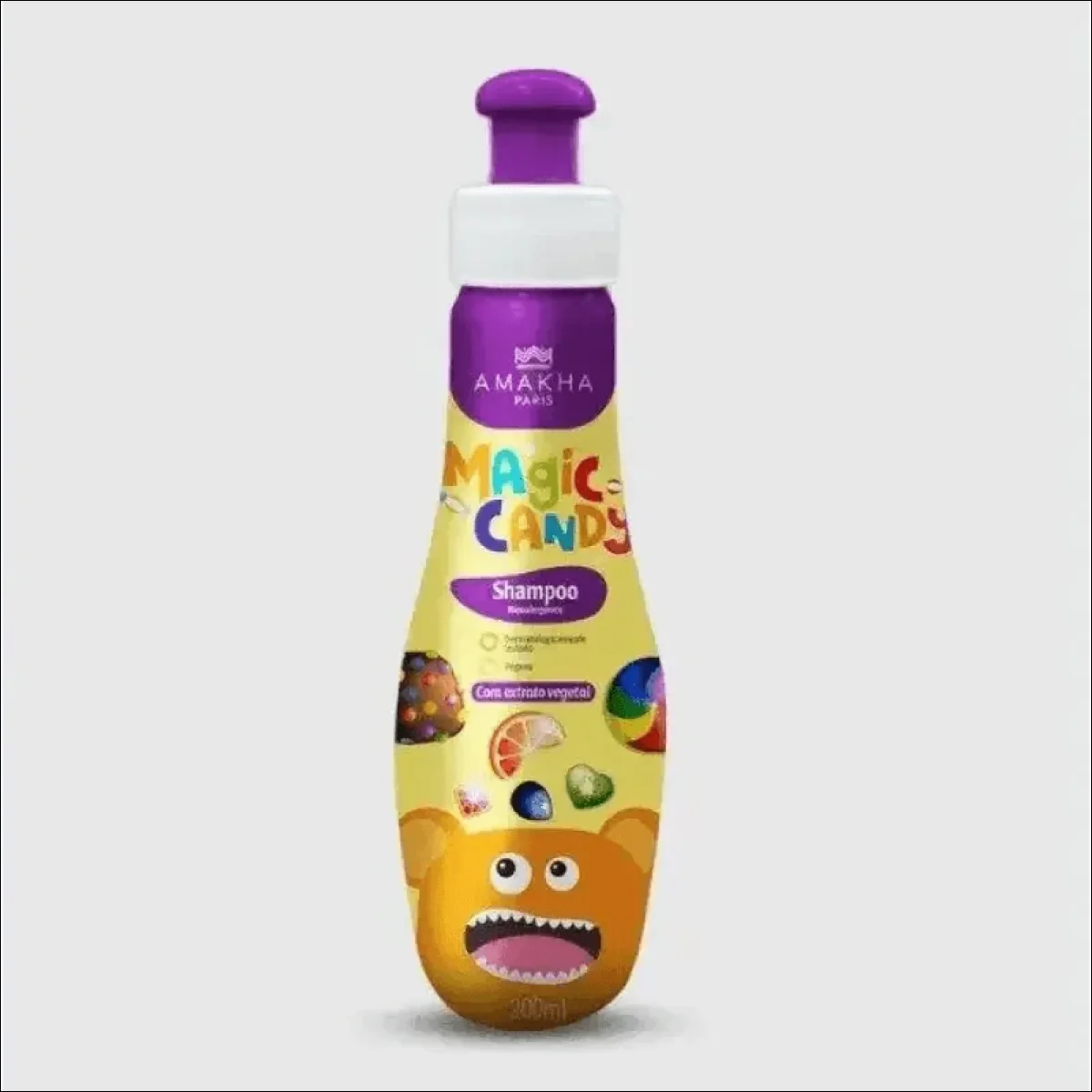 Shampoo Infantil Vegano Magic Candy 200ml - Limpeza e Maciez com Extrato de Melão - Jm Grife