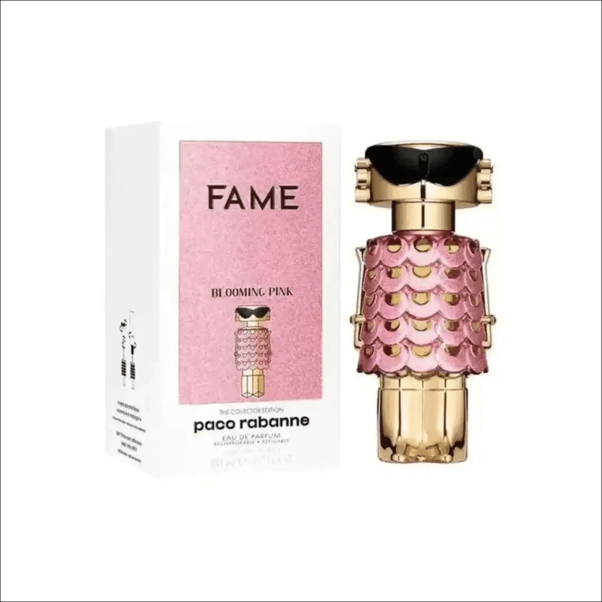Perfume Paco Rabanne Fame Blooming Pink 80ml - Eau de Parfum em Frasco Robô Rosa e Dourado - Jm Grife