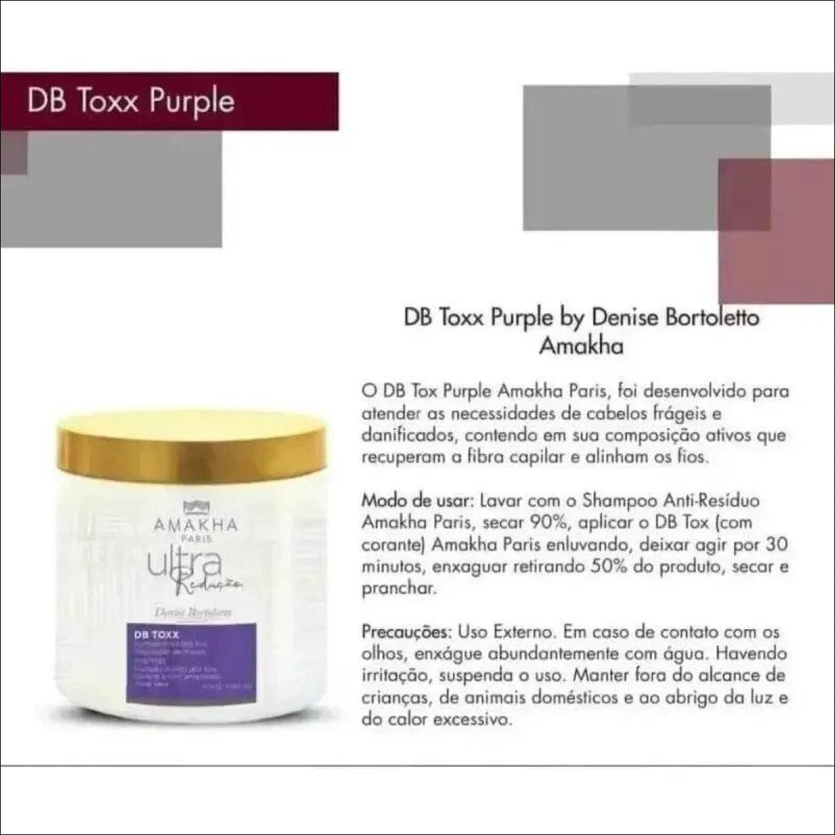 DB Toxx Sem Formol Amakha Paris - Tratamento Capilar Ultra Redutor com Queratina e Aloe Vera - Jm Grife - amakha,botox,cabelos,capilar,cont,fios,formol,issues,paris,secar,toxx - Jm Grife - DB Toxx Sem Formol Amakha Paris - Tratamento Capilar Ultra Redutor com Queratina e Aloe Vera