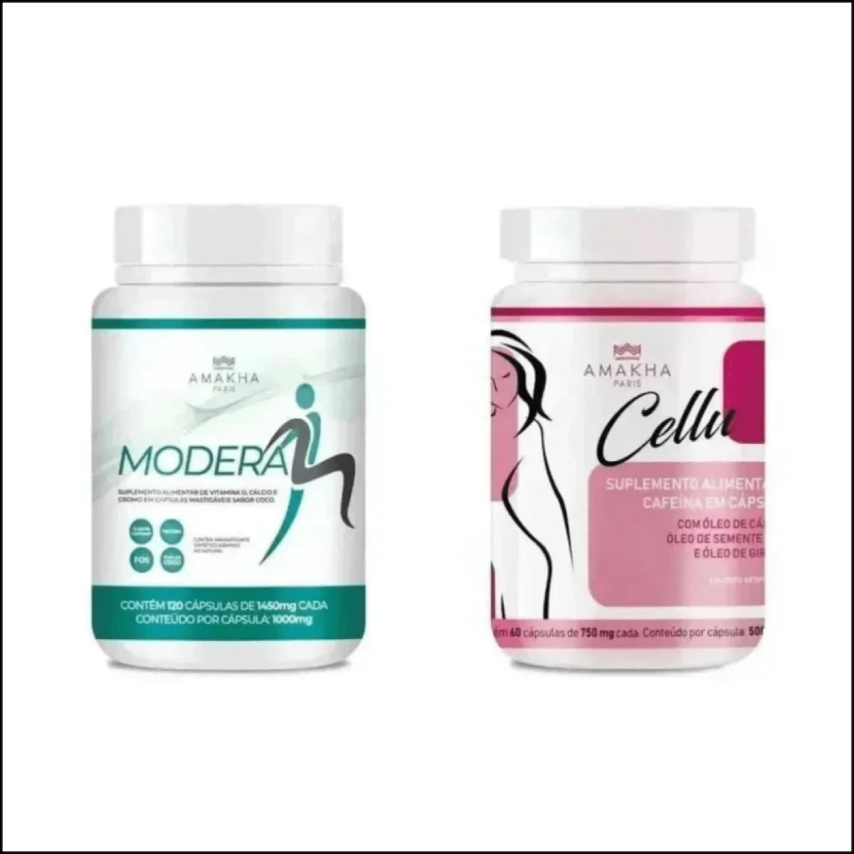 Kit AMK Emagrecimento Saudável - Modera Saciedade + Cellu Cafeína - Jm Grife