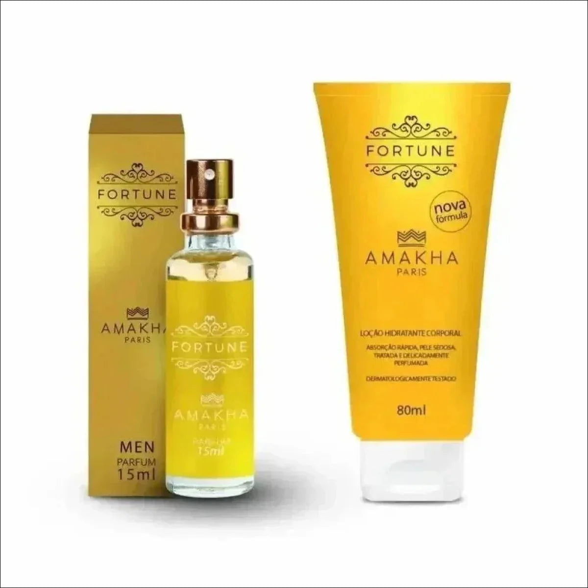 Kit Hidratante Amakha Paris: Perfume e Loção Dourada para Homens com Hidratação e Sofisticação - Jm Grife