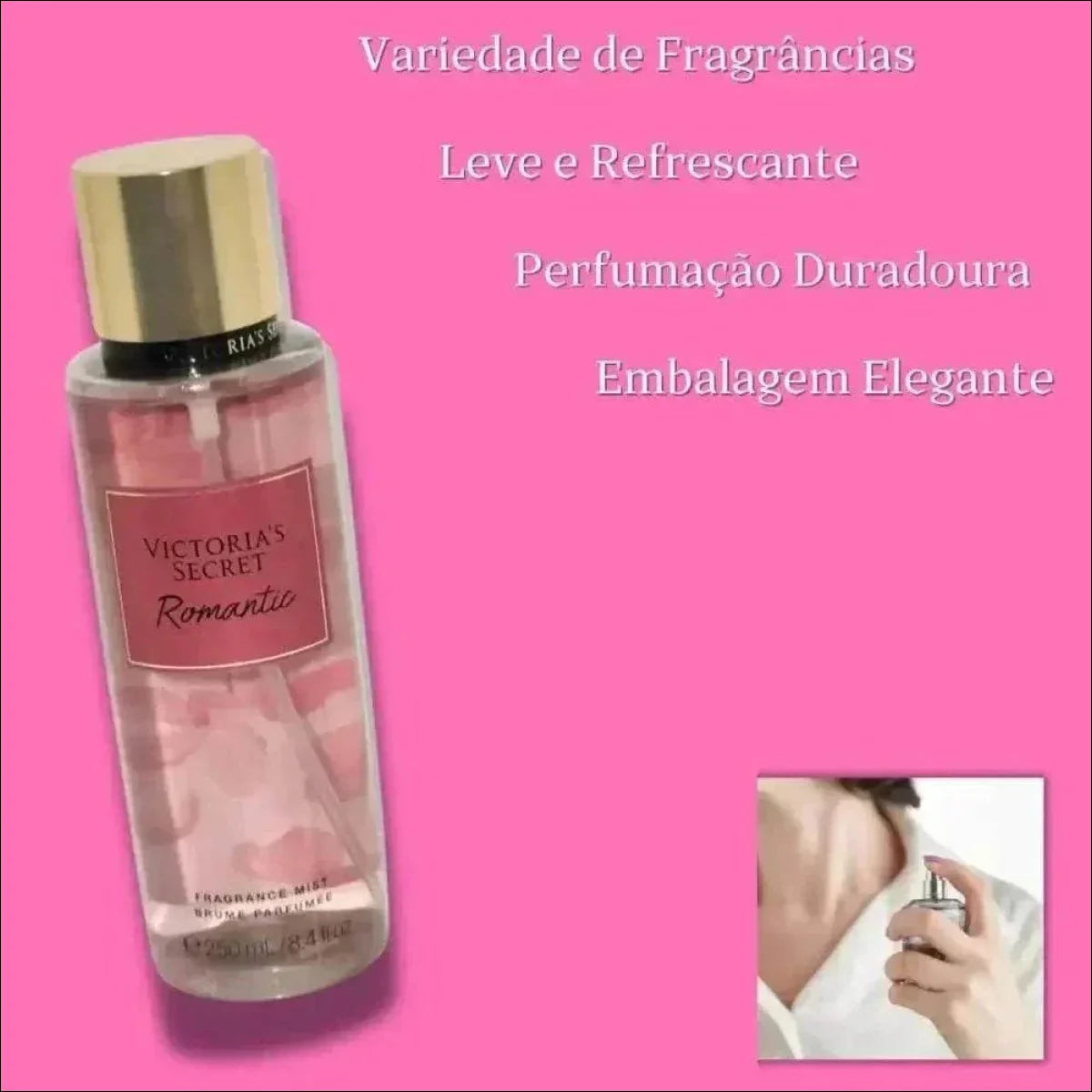 Kit Romantic Body Mist Splash Perfume 250ml + Creme Hidratante 236ml Victoria's Secret Original Nt Fiscal. - Jm Grife