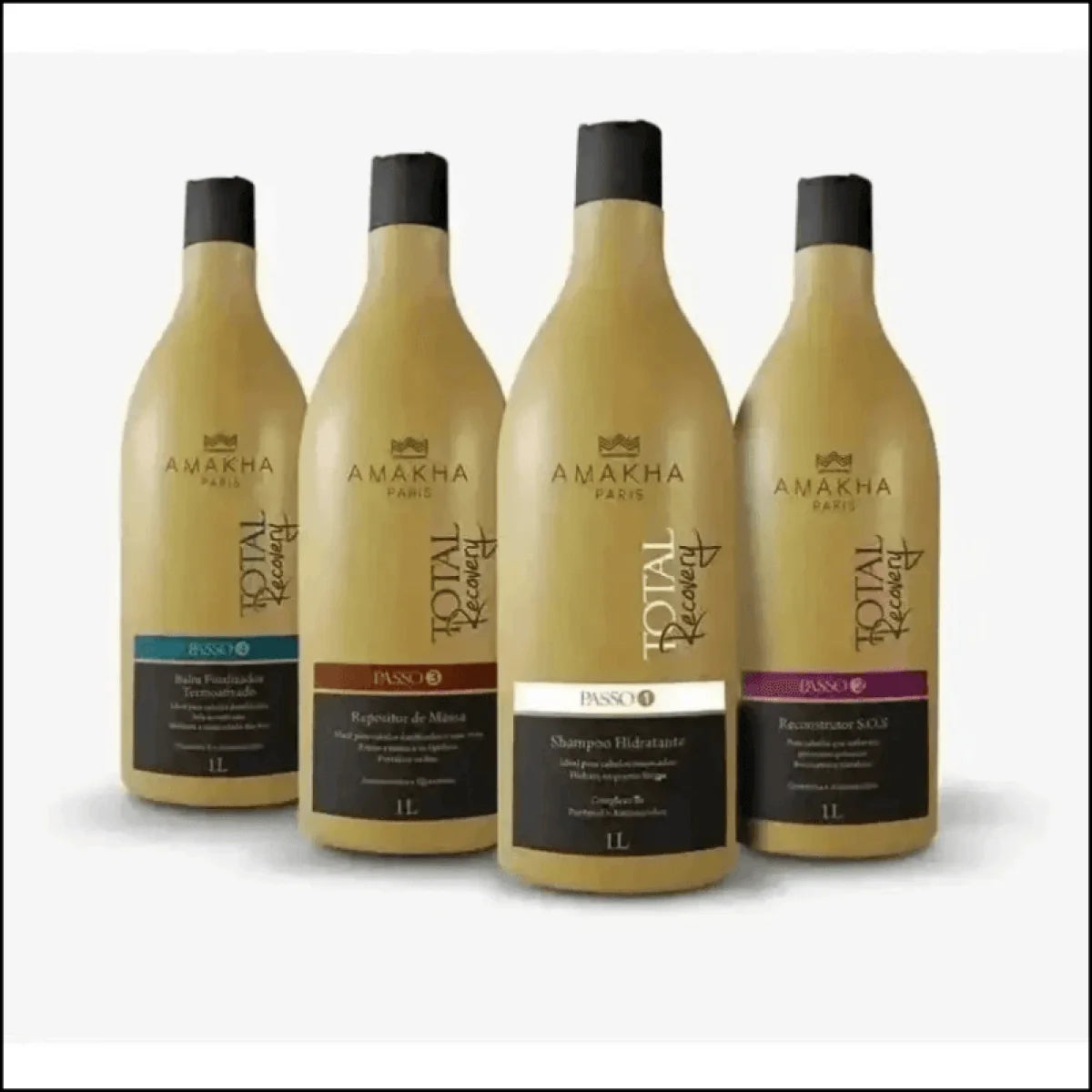 Kit Total Recovery Amakha Paris 1L - Restaura e Hidrata Cabelos Danificados em 4 Passos - Jm Grife