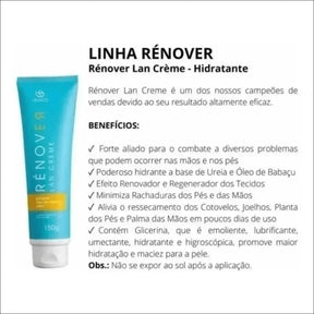 Loção Hidratante para Mãos Rénover Lan Crème 150g - Hidratação Intensiva para Mãos Ressecadas - Jm Grife