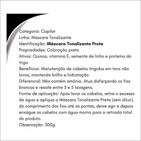 Máscara Tonalizante Preto - 300g C/ Panteol - Amakha Paris - Jm Grife