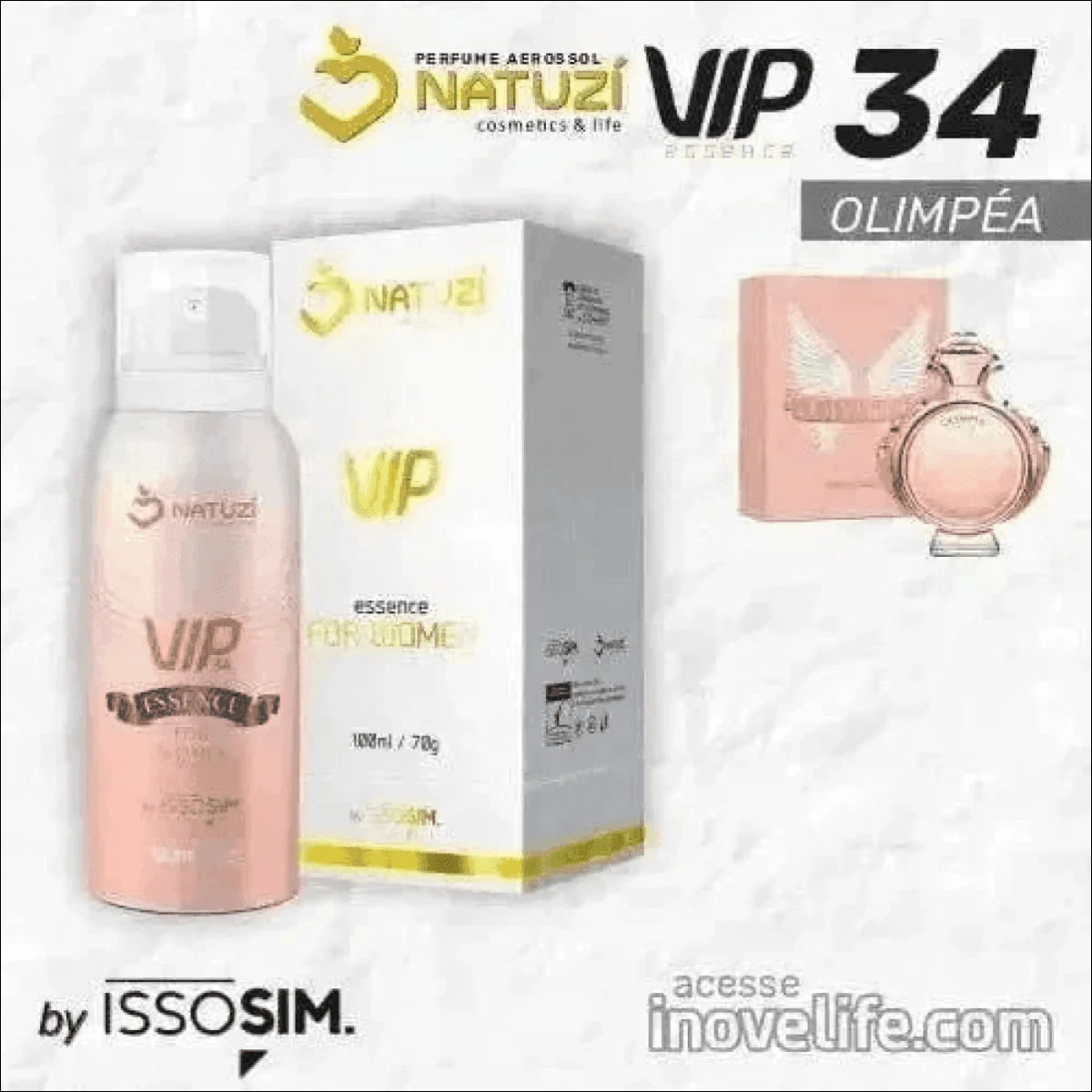 Perfume Aerosol VIP N 34 - Olympea com Notas Florais e Amadeiradas, Longa Duração - Jm Grife