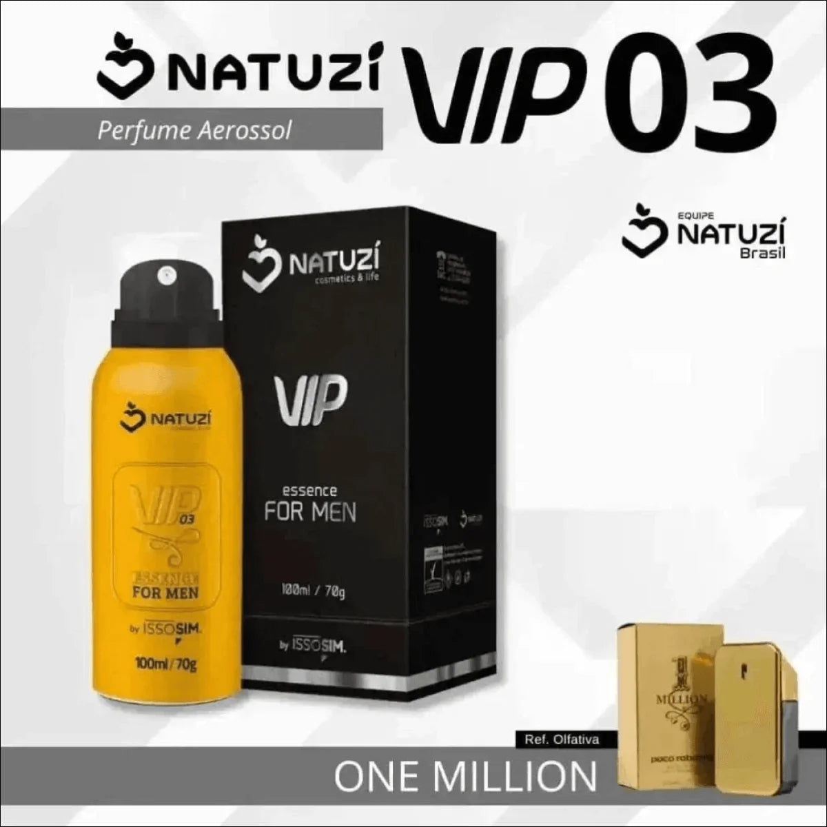 Perfume Aerossol Natuzí 100ml - 03 - Ref One Million - Jm Grife
