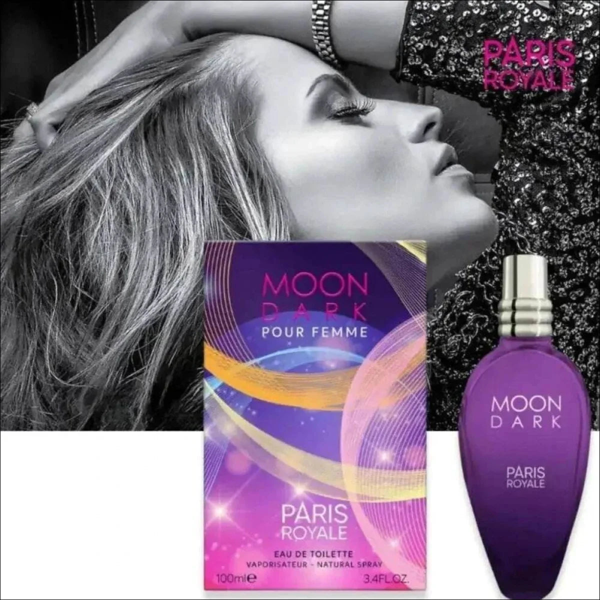 Perfume Árabe Feminino Moon Dark -  100ml - Paris Royale - Ótima Fixação Projeção E Qualidade, Lacrado, Lançamento - Original - Com Nota Fiscal - Jm Grife