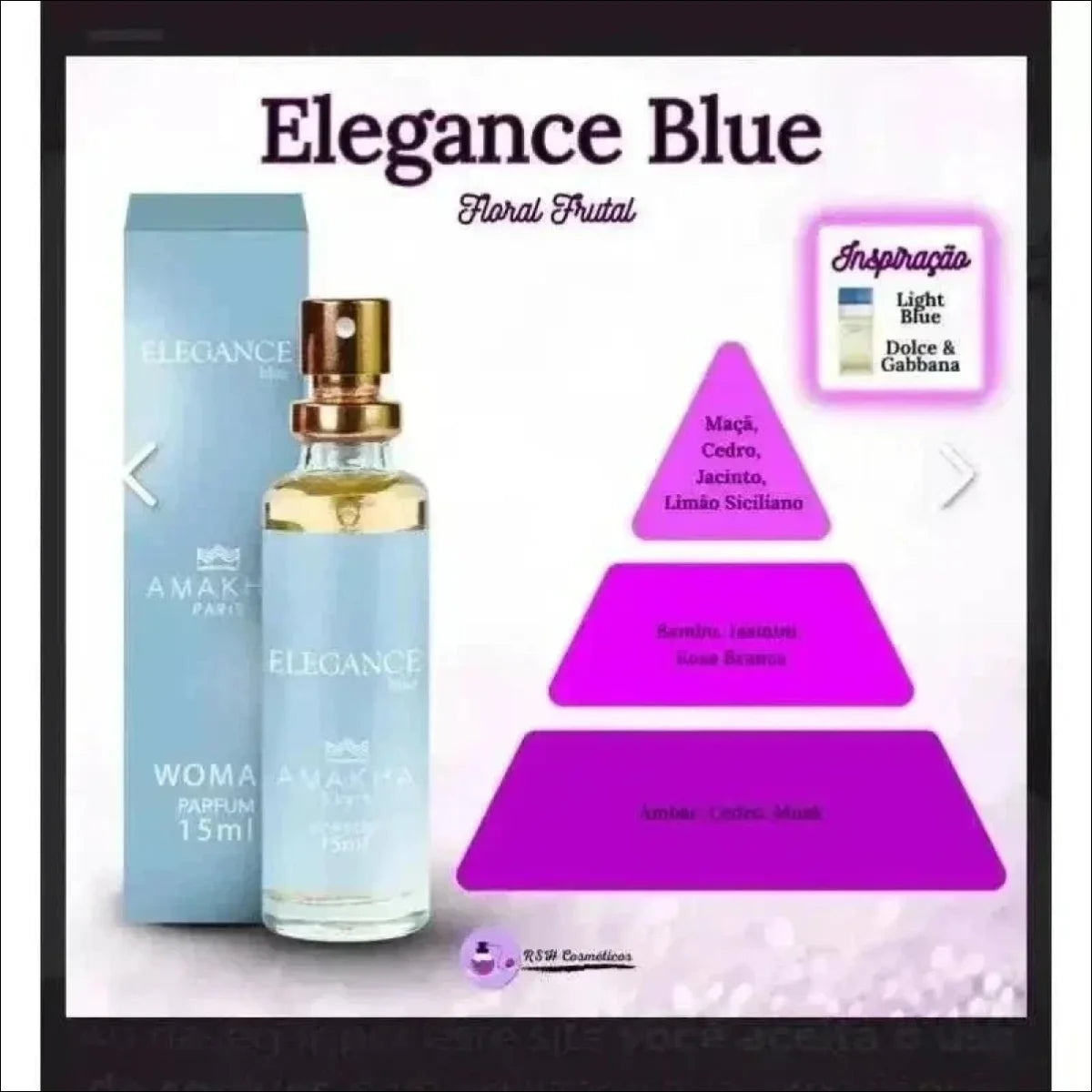 Perfume Elegance Blue Amakha Paris - Floral Frutado 15ml, Longa Duração, Estilo Sofisticado - Jm Grife