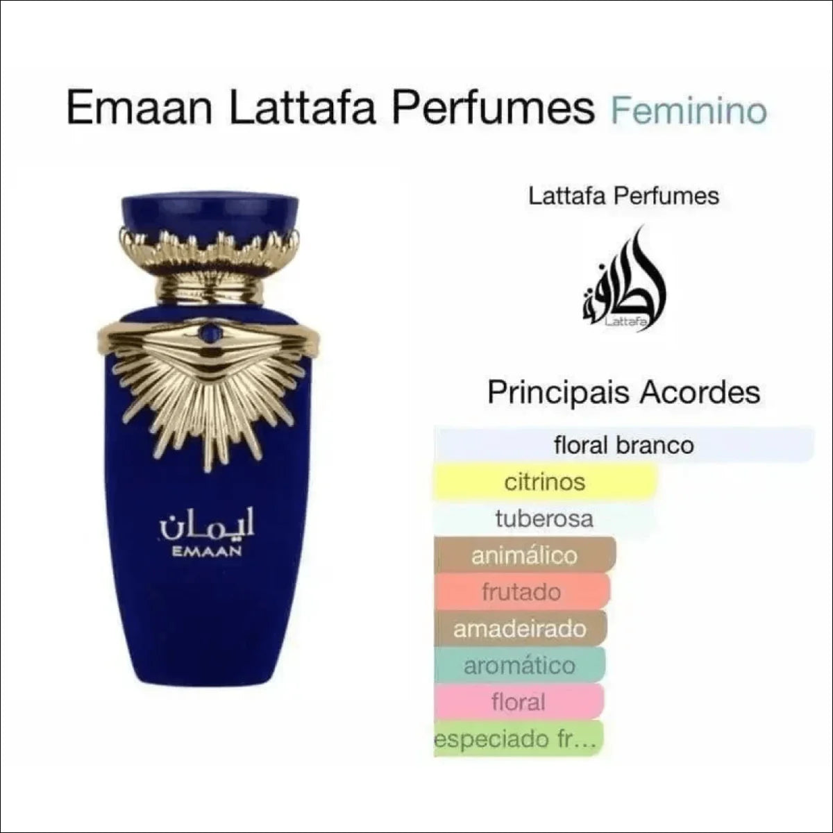Perfume Emaan By Lattafa 100ml - Chipre Floral Feminino com Notas de Flor de Laranjeira e Baunilha - Jm Grife