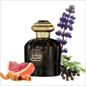 Perfume Masculino Sultan Al Lail - Frasco Escuro com Tampa Dourada para Ele - Jm Grife