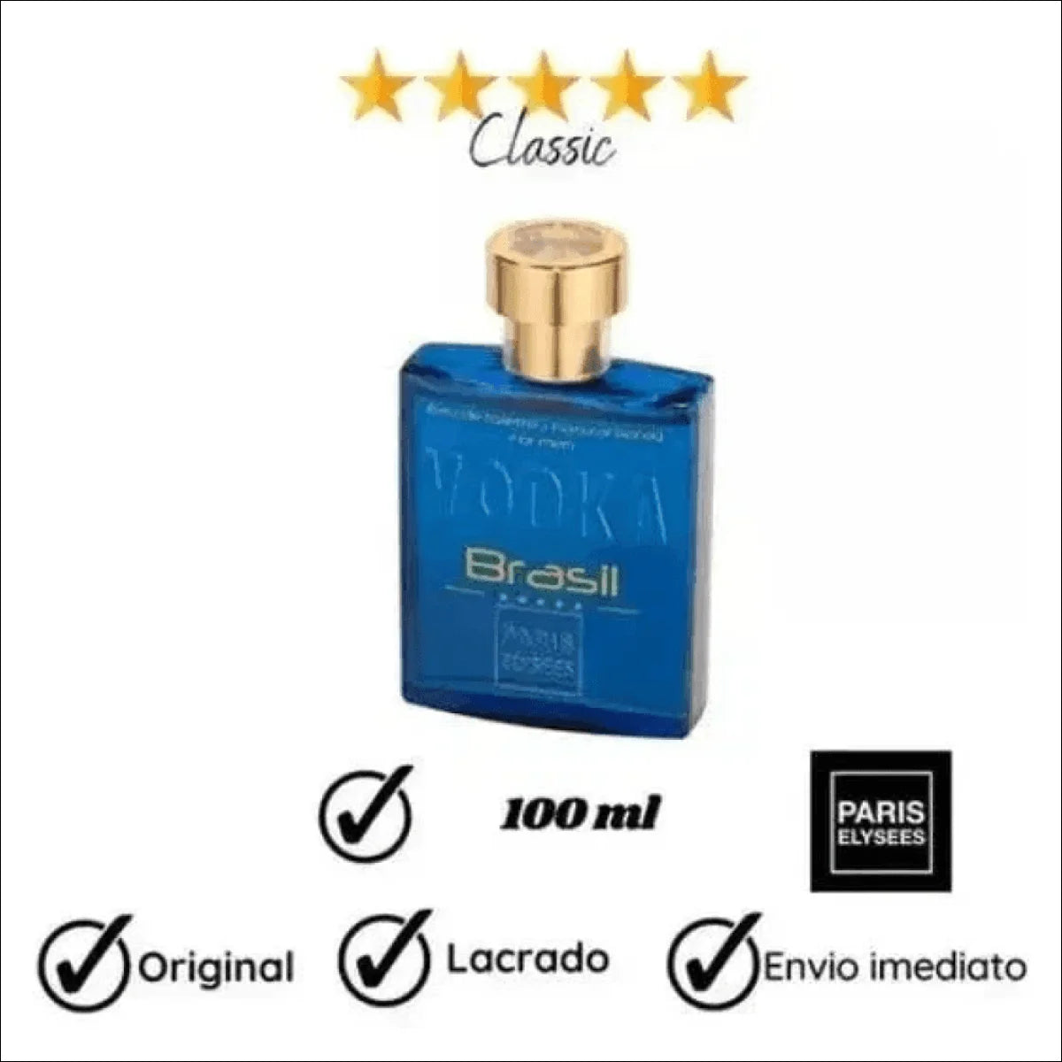 Perfume masculino Vodka Brasil Azul 100 Ml Paris Elysees - Jm Grife