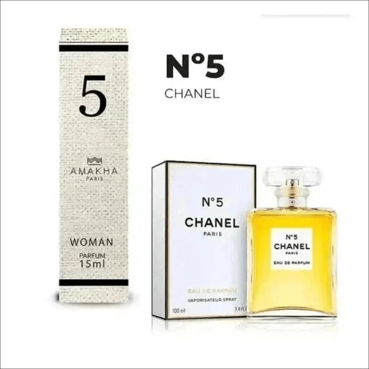 Perfume N°5 Amakha Paris 15ml - Fragrância Floral com Rosa e Jasmim, Elegância Sofisticada - Jm Grife