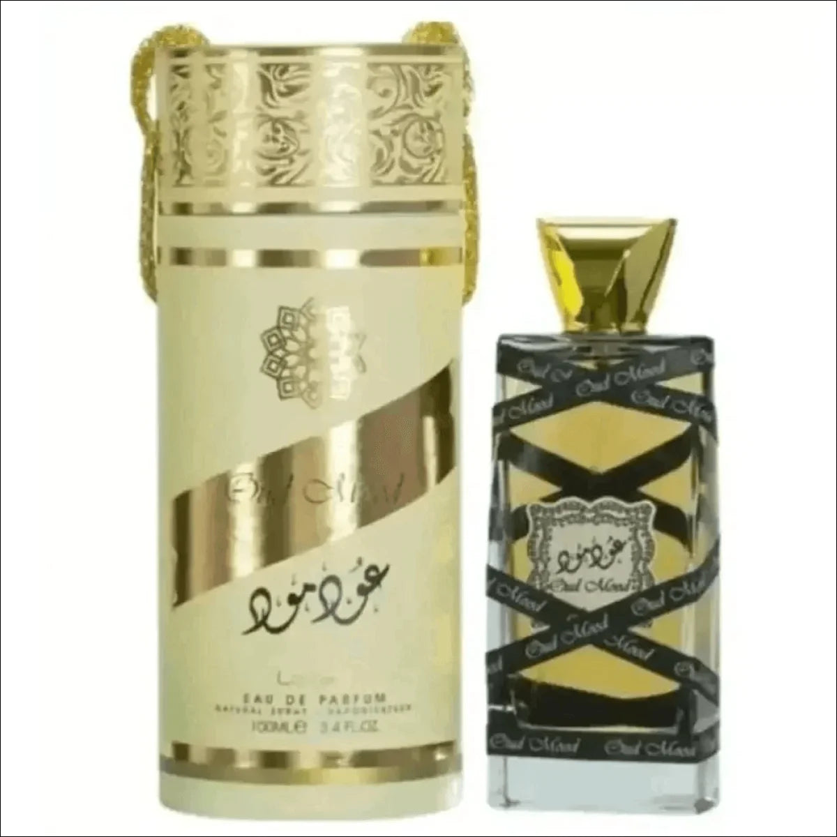 Perfume Oud Mood Latafa 100ml - Lata Dourada Luxuosa com Nota de Oud e Âmbar - Jm Grife