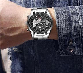 Relógio masculino com pulseira de aço, moderno, esportivo e com luminiscência - Jm Grife