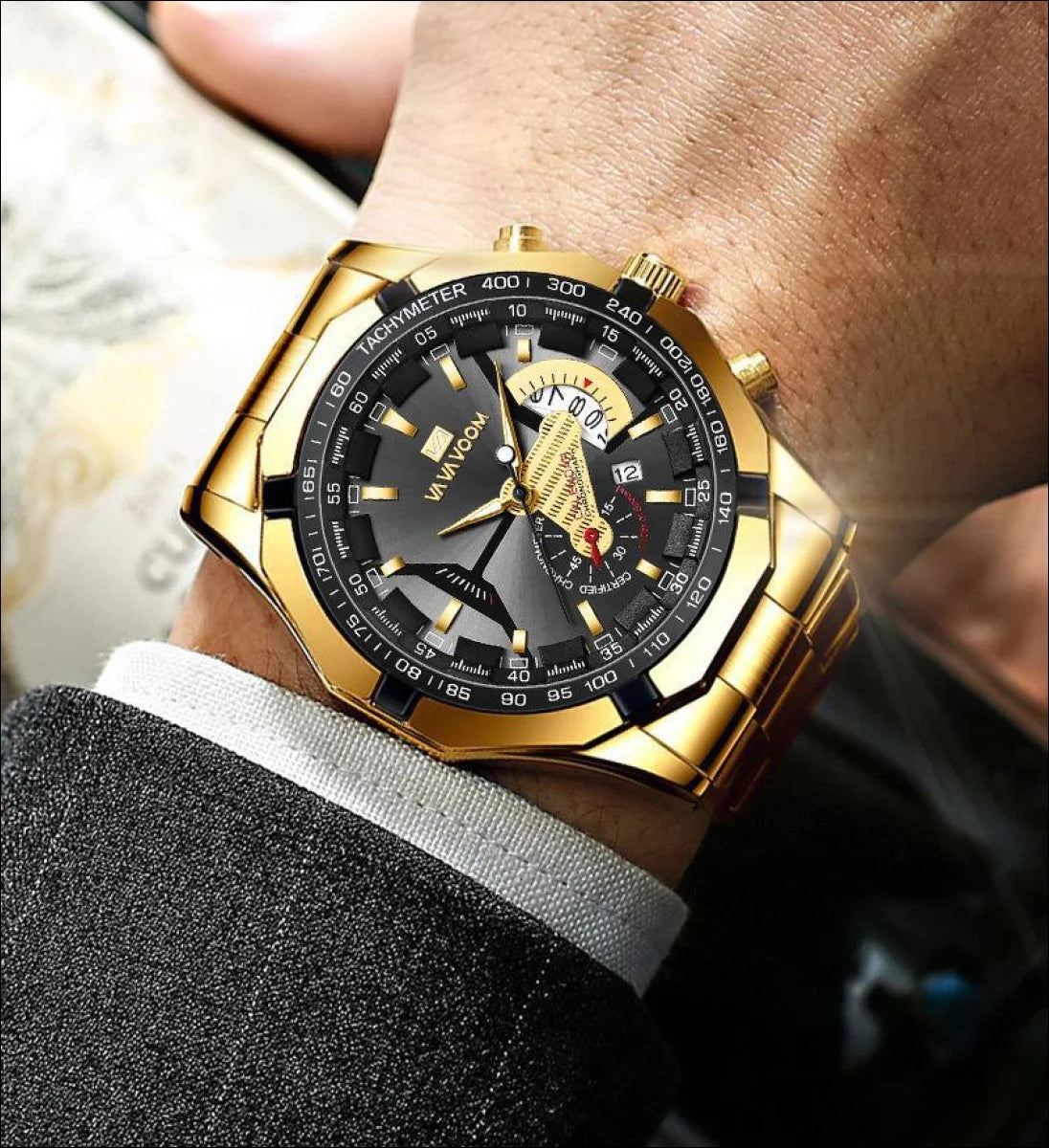 Relógio masculino com pulseira de aço, moderno, esportivo e com luminiscência - Jm Grife