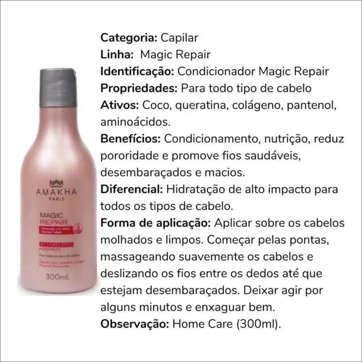 Shampoo Condicionador Magic Repair - Desmaia Cabelo - Amakha - Jm Grife