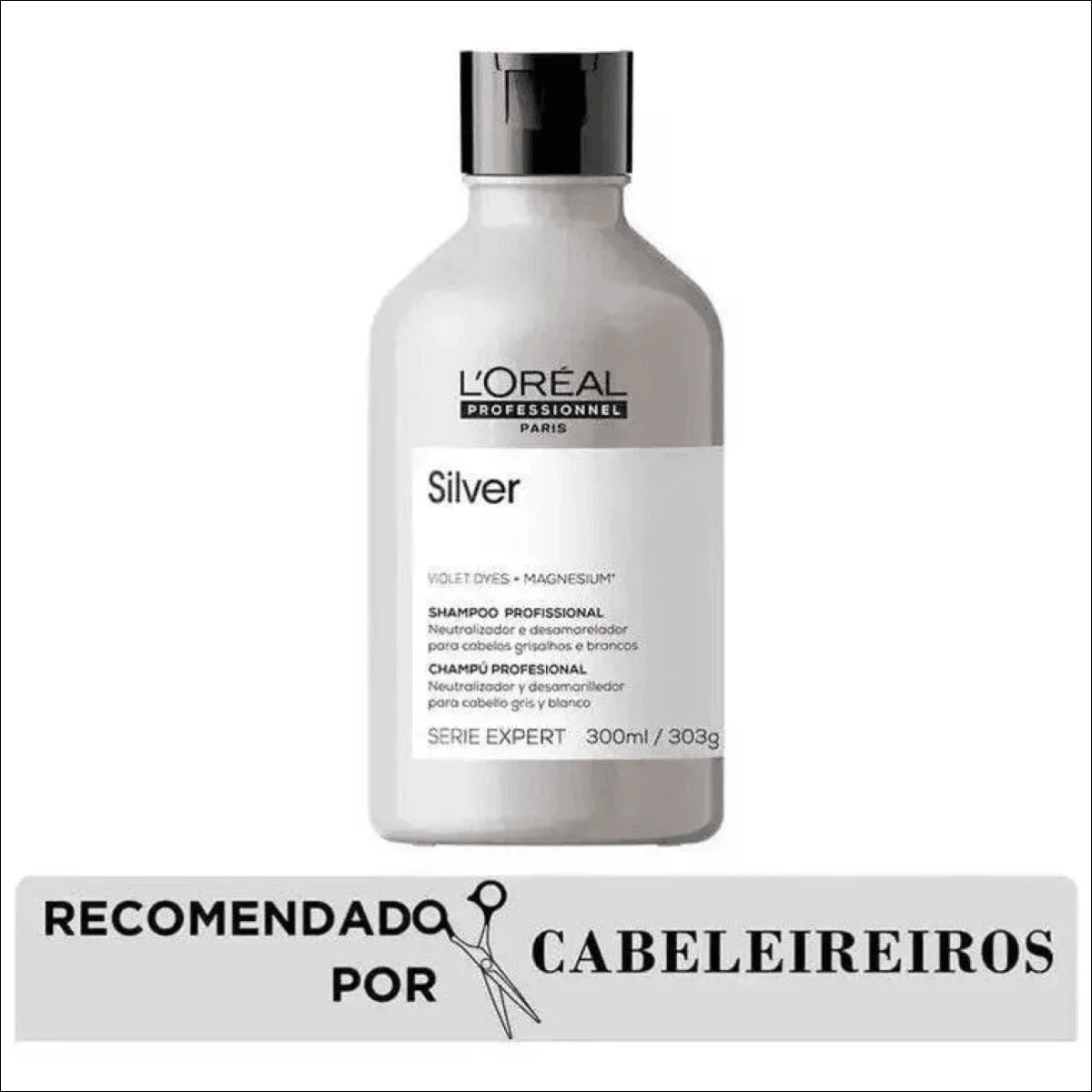 Shampoo L'Oréal Professionnel Silver 300ml - Elimina Amarelados e Reaviva Brilho dos Cabelos Grisalhos - Jm Grife