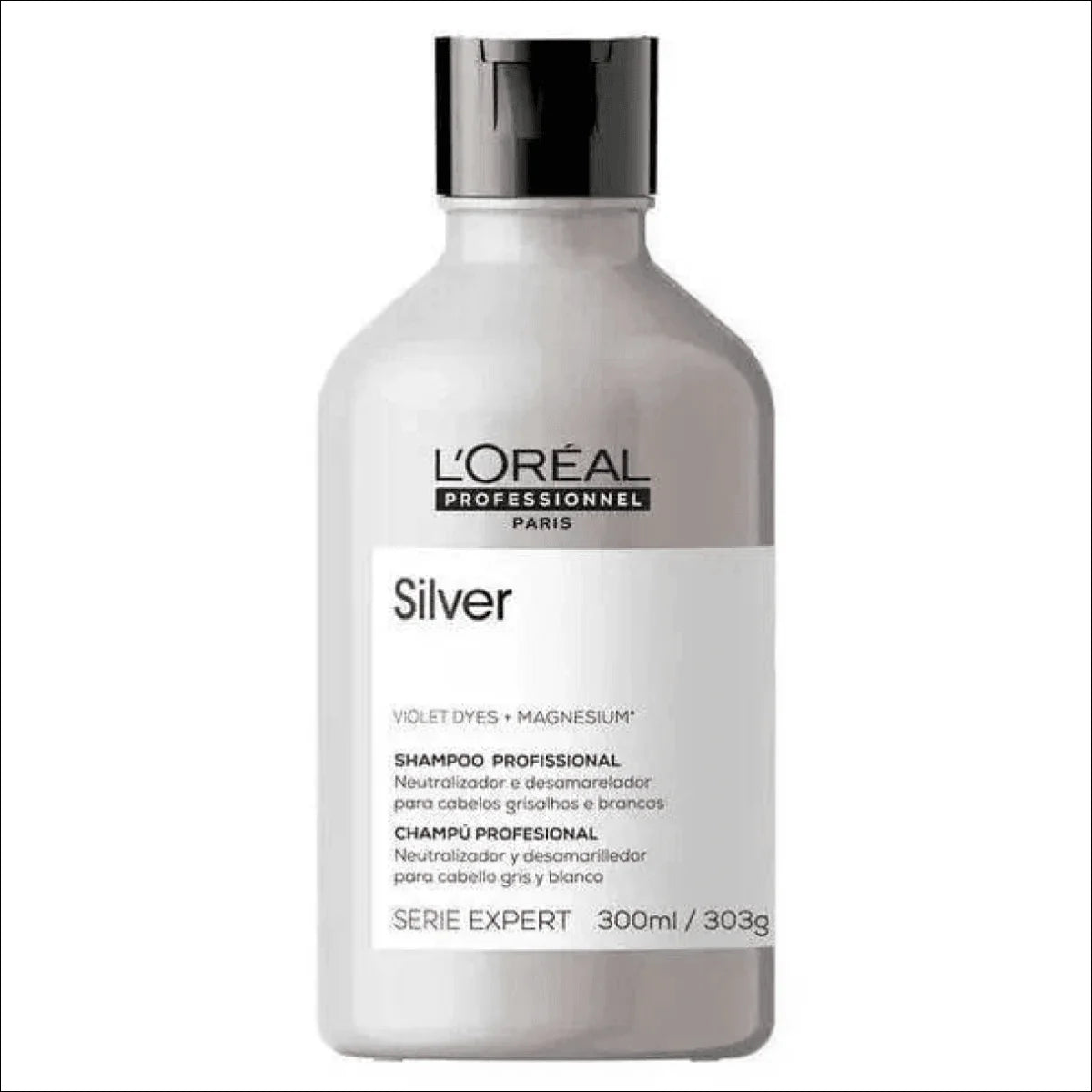 Shampoo L'Oréal Professionnel Silver 300ml - Elimina Amarelados e Reaviva Brilho dos Cabelos Grisalhos - Jm Grife