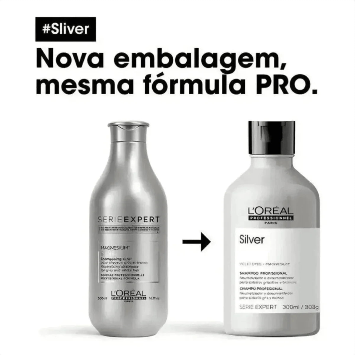 Shampoo L'Oréal Professionnel Silver 300ml - Elimina Amarelados e Reaviva Brilho dos Cabelos Grisalhos - Jm Grife