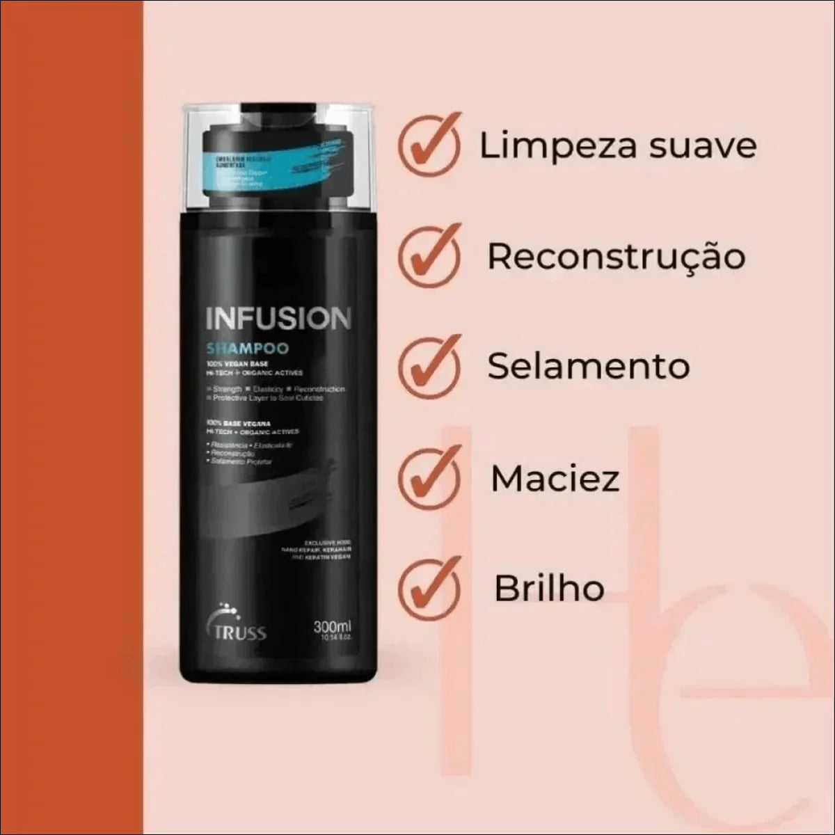 Shampoo Profissional Infusion Truss 300ml - Brilho, Resistência e Proteção Para Cabelos Coloridos - Jm Grife