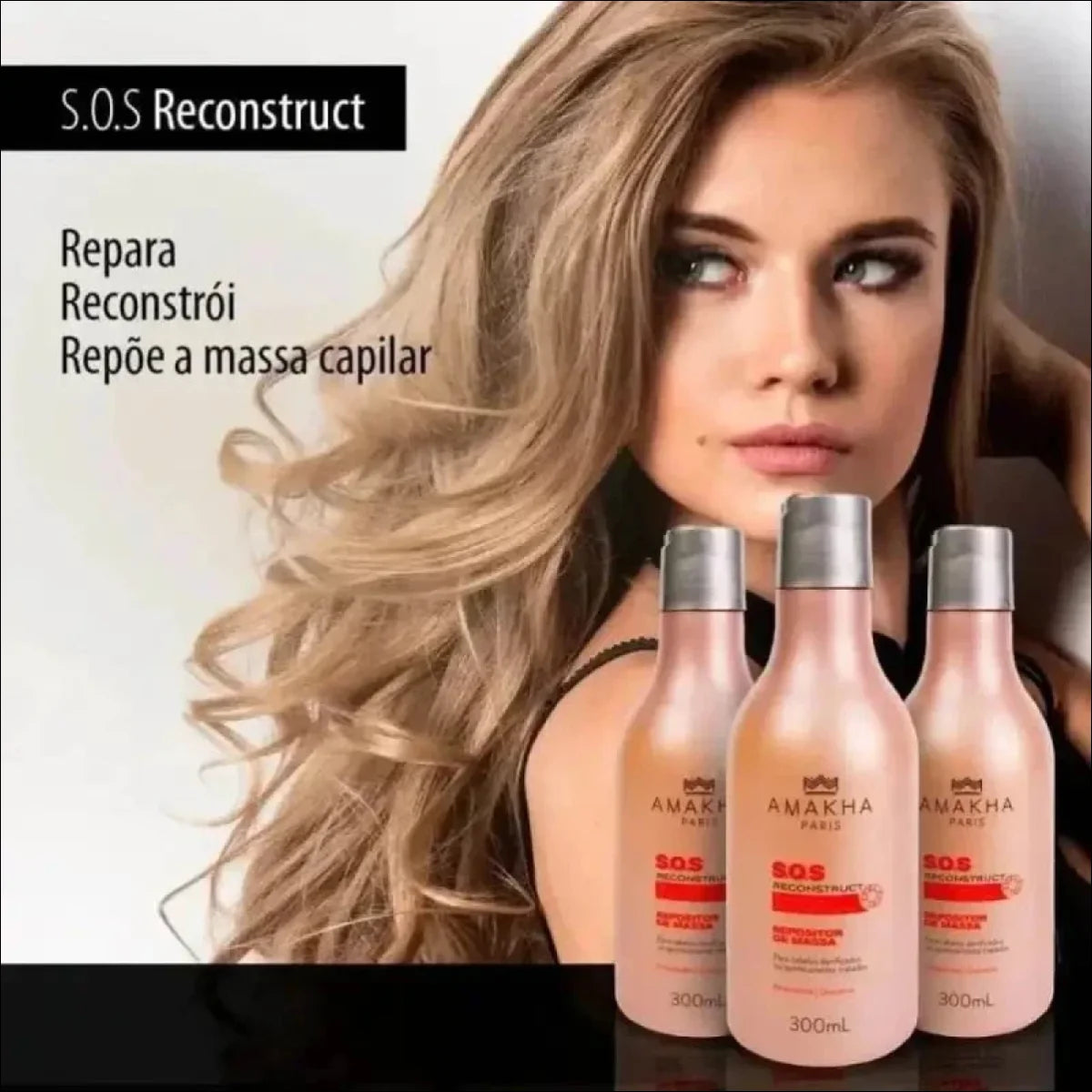 SOS Cabelos Repositor De Massa Amakha Paris - Queratina, Colágeno, Aminoácidos 300ml - Jm Grife
