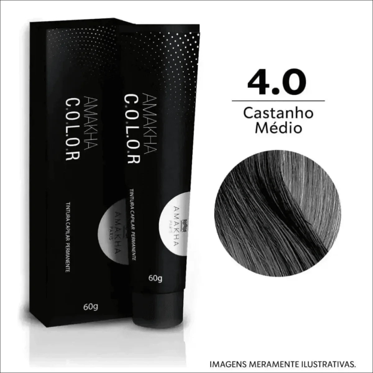 Tinta De Cabelo Permanente Amakha Paris 4.0 Castanho Médio - Cobertura 100% Fios Brancos - Jm Grife