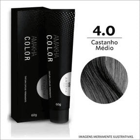 Tinta De Cabelo Permanente Amakha Paris 4.0 Castanho Médio - Cobertura 100% Fios Brancos - Jm Grife